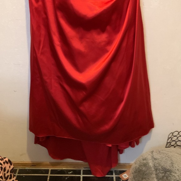 Flirt by Maggie Sottero Red Rose One Shoulder Ruched Prom Dress Size 10 - Picture 9 of 10